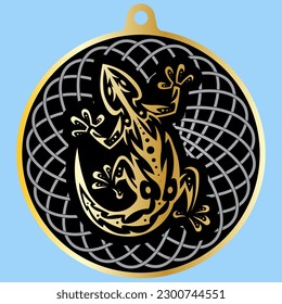 Vector Image Of A Medallion With A Lizard