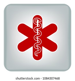 Vector image of medical icons. The caduceus and the snake that wraps around