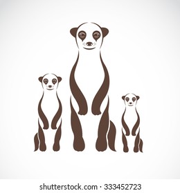Vector image of an meerkats on white background