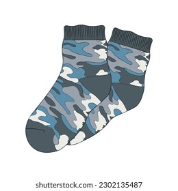 Imagen vectorial de los calcetines masculinos en caqui. Atributos de un regalo para los hombres. Ilustración aislada de ropa de tela.