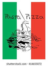 Vector image of the menu for restaurant with italian pasta. Creative design for the cover of the menu.