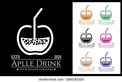 Vector image of merging images of apples, straws and water. This image can be used for a logo, or for any print.