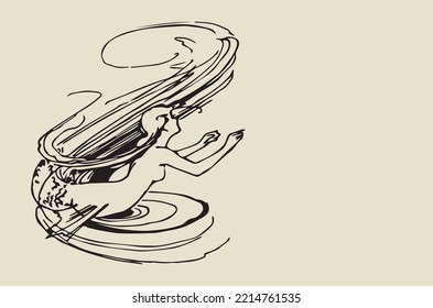 Vector image - mermaid swimming in the sea