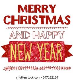 Vector image of Merry Christmas and Happy new year