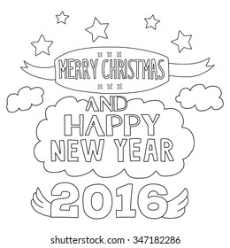 Vector image of Merry Christmas and Happy new year