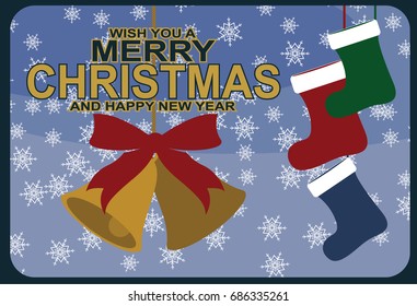 vector image merry christmas and happy new year illustration