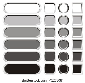 Imagen vectorial de botones metálicos en tonos de blanco a negro