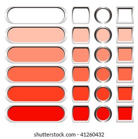 Vector image of metallic buttons in shades of red
