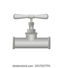 Imagen de Vector de un conector de tubería metálico en forma de T, aislado sobre fondo blanco.