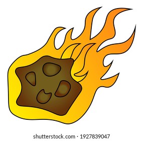 Vector image of an meteorite in cartoon style on a white background.
