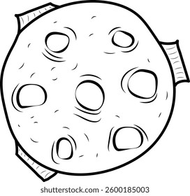 Vector image of meteorite, moon or planet satellite in black and white