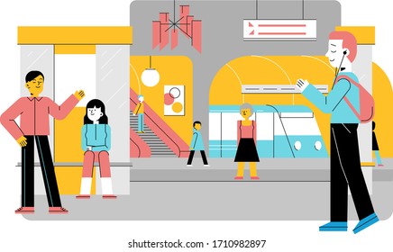 imagen vectorial del metro color gris rosa amarillo