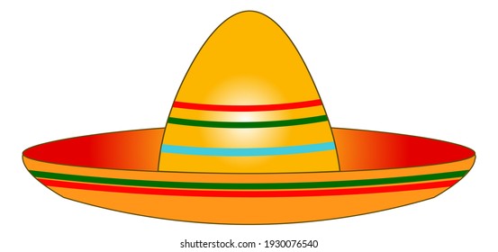 Vector image of a Mexican sombrero hat. The illustration is isolated on a white background.