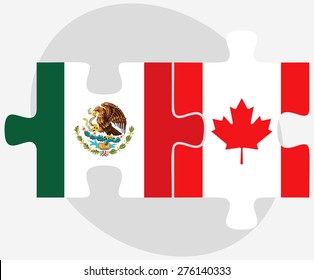 Vector Image - Mexico and Canada Flags in puzzle isolated on white background

