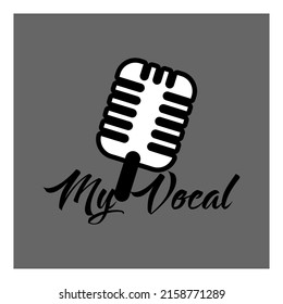 Vector image of a mic, and text my vocals, for a karaoke venue logo design.