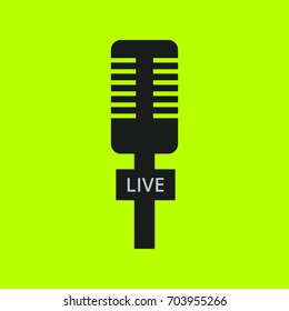 A vector image of a mic that reads Live.