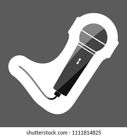 Vector image of microphone. Vector karaoke  icon  colored sticker. Layers grouped for easy editing illustration.  For your design.