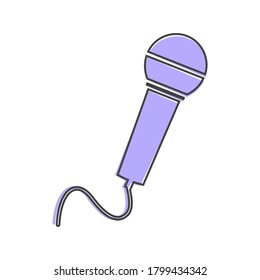 Vector image of microphone. Karaoke icon cartoon style on white isolated background.