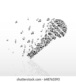 Vector image of a microphone of the notes.