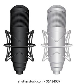 Vector image of microphones isolated on white background.