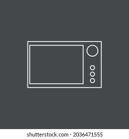 Imagen vectorial de un horno microondas en un contorno blanco sobre un fondo gris, la textura de los electrodomésticos