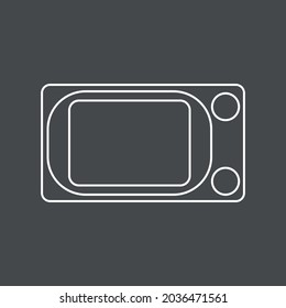 Vector image of a microwave oven in a white contour on a gray background, the texture of household appliances