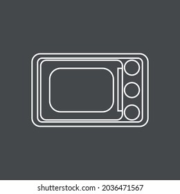 Imagen vectorial de un horno microondas en un contorno blanco sobre un fondo gris, la textura de los electrodomésticos