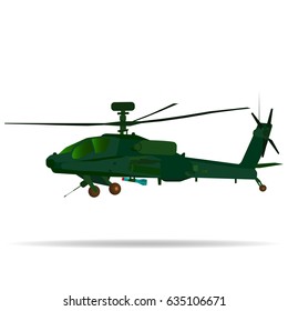Vector image of a military combat helicopter on an isolated white background. Military equipment
