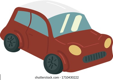 Vector Image Of A Mini Cooper. Red Vector Car.