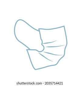 Vector image. Minimalism illustration of a protective medical mask. A remedy against coronavirus. Covid-19. Printing of symbols, logos.