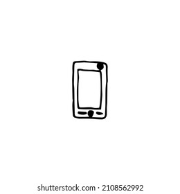 Vektorbild eines Mobiltelefons auf transparentem Hintergrund. Handgezeichnet.