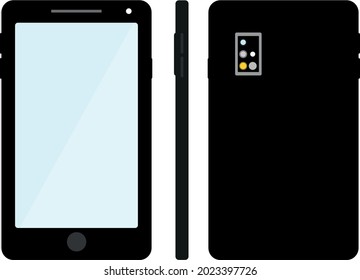 Vektorbild von Mobiltelefon, Smartphone.
Drei Handypositionen für die Schaffung von Arbeitsplätzen und Kataloge