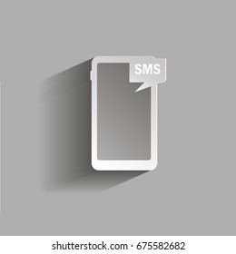 Vector image mobile phone, smartphone. Vector illustration with shadow design