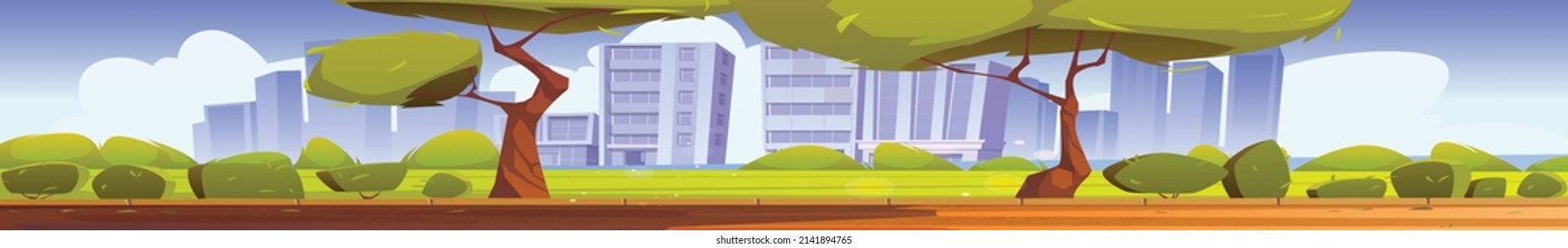 Vector image of a modern city on the background of a green park. Nature and technology are one. The image is of good quality.