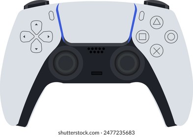 vector image of a modern white game controller stick that uses wireless technology