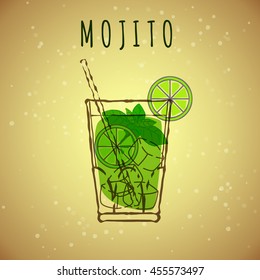 vector image of Mojito cocktail stylized in the color