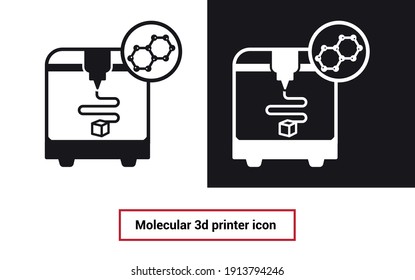 Vector image. Molecular 3d printer icon.