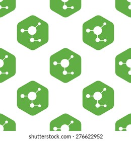 Vector image of molecule in hexagon, repeated on white background