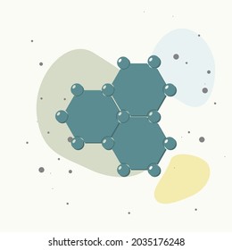Imagen vectorial de una molécula. Icono de la investigación molecular en química y medicina sobre fondo multicolor. Capas agrupadas para una ilustración de edición sencilla. Por tu diseño.