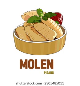 vector image of molen filled with bananas in a bowl