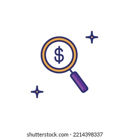 vector image money icon with white background with stars next to it.