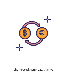 vector image money icon with white background with stars next to it.