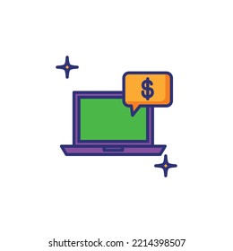 icono del dinero de la imagen vectorial con fondo blanco con estrellas a su lado.