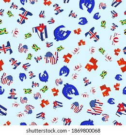 vector image of a money signs on a blue background.