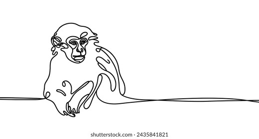 Vector image of a monkey with one continuous line.