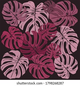 
Vector image of a monster and a flower in pink burgundy tone