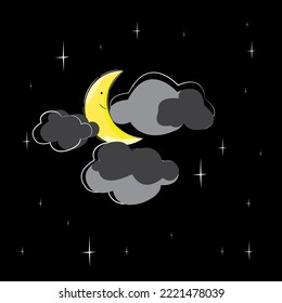 
imagen vectorial de la luna por la noche.