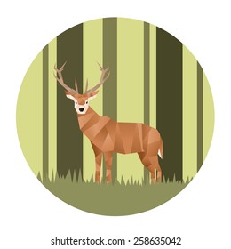 Vector image of a  mosaic deer in the forest
