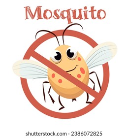 Imagen vectorial Señal de advertencia de mosquitos con diseño plano, caricatura 