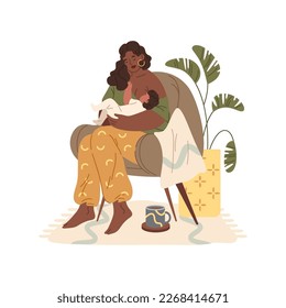 Vector image of mother breastfeeding her child
